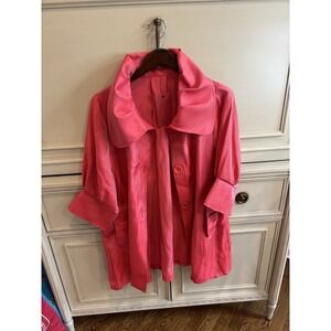 Saint‎ Gil Paris Swim Jacket Hot Pink Pockets Ruffle Collar Size Small NWT $850